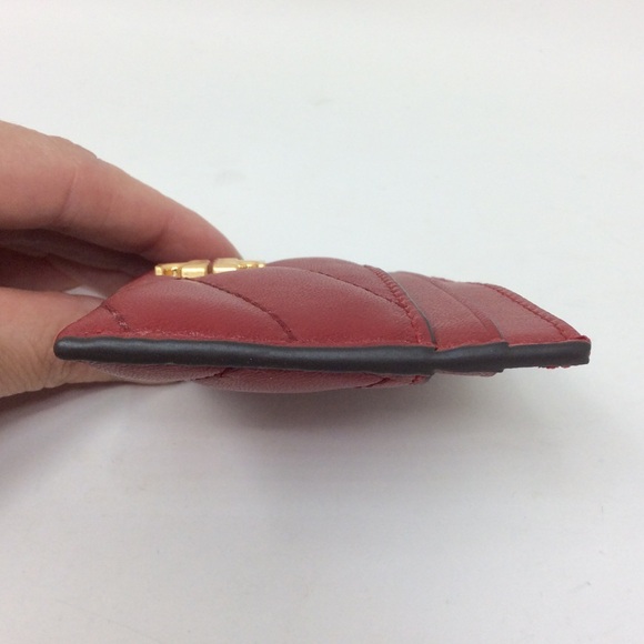 Authentic Tory Burch Kira Chevron Card Case Wallet Red - Picture 4 of 10